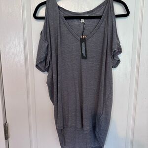 Express Gray cold shoulder Short Sleeve Tunic